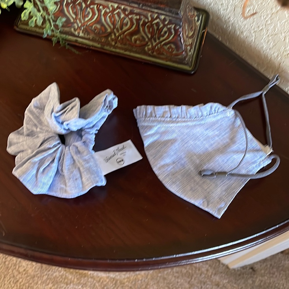 NWOT Denim scrunchie & mask set